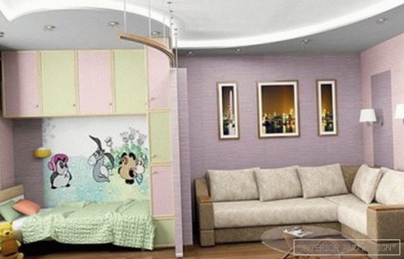 Design de apartamento para uma família com uma criança
